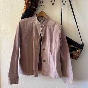 Chico's 100% Suede Leather Jacket Size 2 Color Lavender Bloom